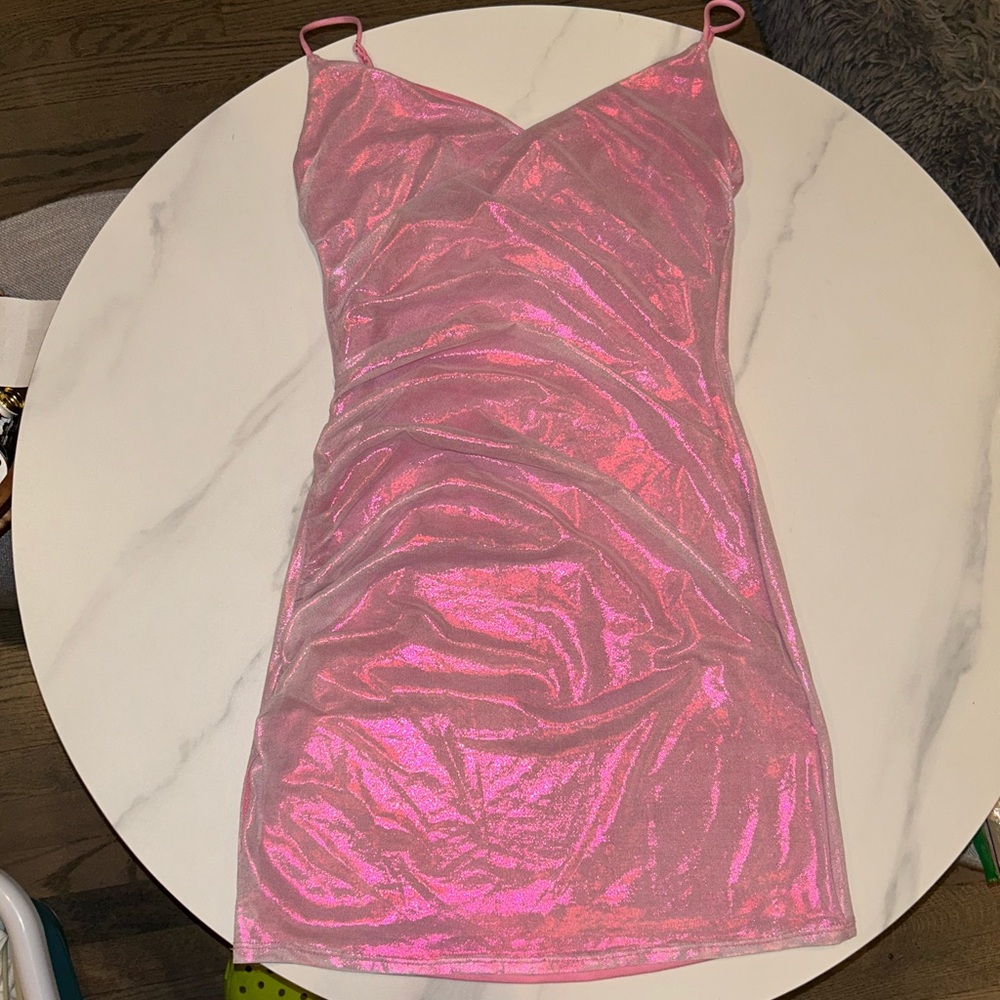 METALLIC PINK DRESS